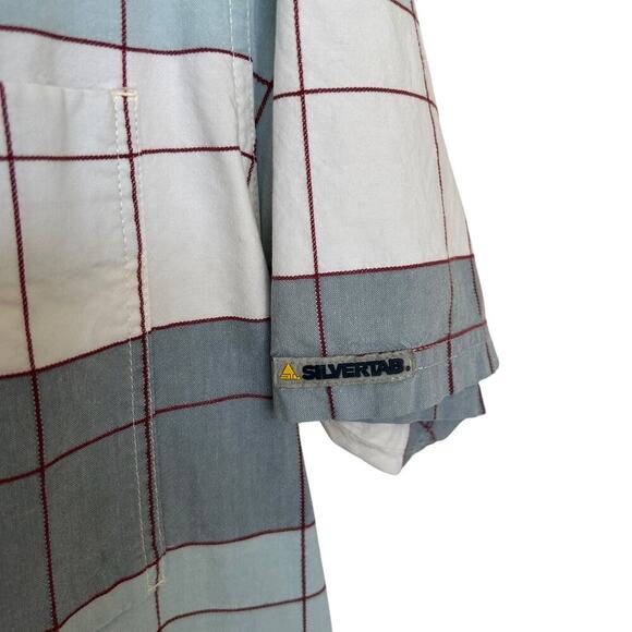 Levi's Silvertab 90s Retro Vintage Blue Checkered Shirt Size Large - Picture 4 of 5